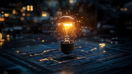 Poster - Innovative technology lighting up education growth classroom infographic digital space close-up improvement concept