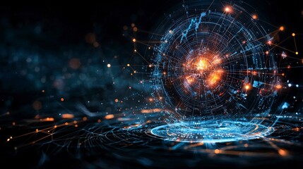 Poster - Dynamic stock market trends and opportunities digital realm abstract art futuristic environment close-up data visualization