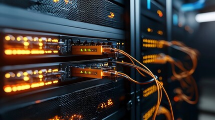 Fototapete - Network security systems overview data center technology image high-tech environment close-up view multilayered protection