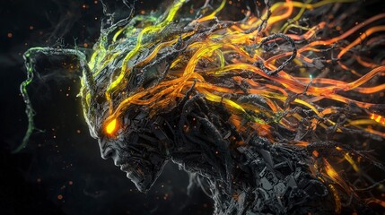 Poster - Mystical entity portrait fantasy realm digital artwork surreal environment close-up view imaginative concept