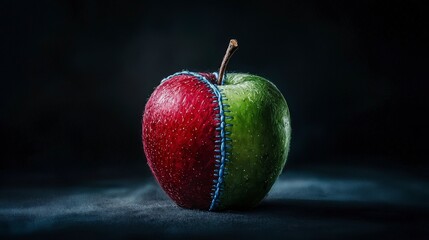 Leinwandbilder - Captivating surreal art of a split apple studio digital painting dark background close-up unique concept