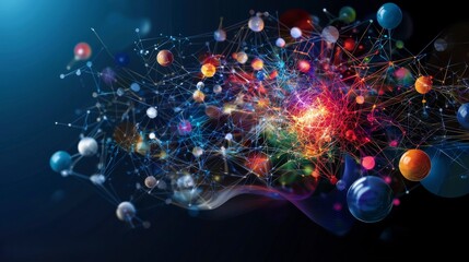 Fototapete - Exploring quantum machine learning infographic on power technology science digital art abstract visualization