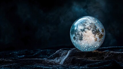 Poster - Luminous pearl bead full moon figurine mystical night scene art display serene environment close-up celestial concept