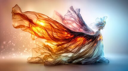 Aufkleber - Heavenly angel dancer in flowing organza ethereal environment artistic photography concept