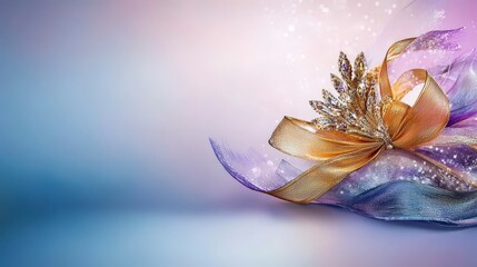 Poster - Luxurious crown crafted from shimmering gold ribbons fantasy realm digital artwork elegant background close-up opulence