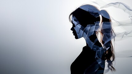 Aufkleber - Intricate silhouette art of a woman creative studio digital artwork modern environment artistic viewpoint expression concept
