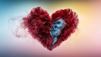 Poster - Vibrant heart design created with plush velvet ribbons digital art abstract environment artistic viewpoint