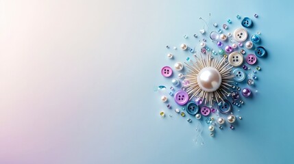 Leinwandbilder - Elegant display of pearl buttons and beads in a minimalist studio with a soft color palette and texture