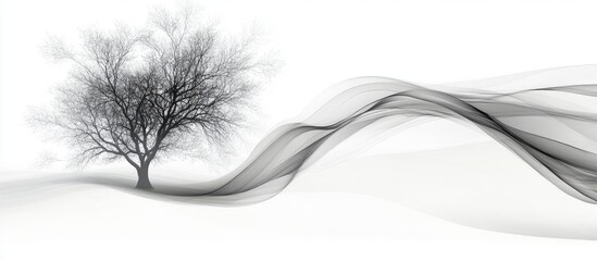 Wall Mural - 3d illustration of elegant swirling trees with flowing lines and ample empty space for text or graph