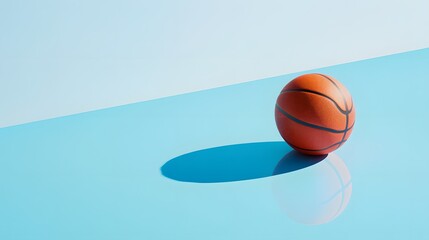 Wall Mural - Orange Basketball on a Light Blue Surface