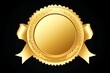 © Wannaeka - Golden Badge with Ribbons in Shiny Metallic Material gold seal