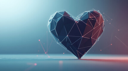 Wall Mural - hologram heart. the heart consists of polygons, triangles , points, and lines. the heart is a low-po