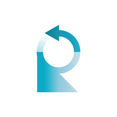 Wall Mural - this is a flat monogram design of an initial letter r in triangle with an encircling arrow in blue g
