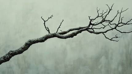 Poster - Winter Branch: A Minimalist Landscape Painting