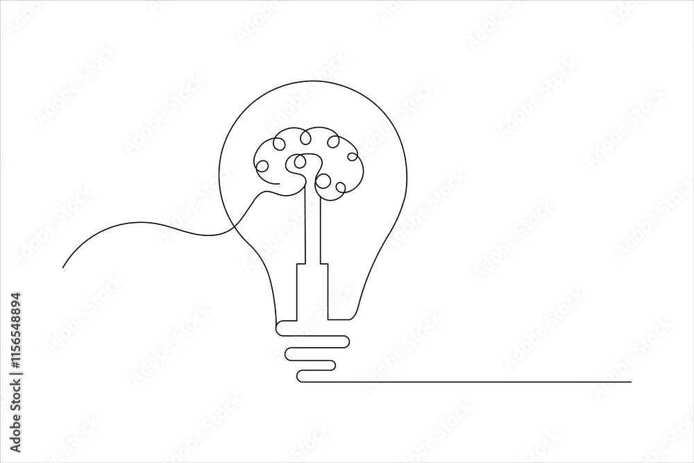 Light Bulb one line drawing of isolated continuous outline idea vector ...