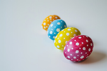 Wall Mural - Colorful Easter eggs on white background