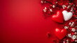 © Kavidu - Romantic Red and White Hearts with Flowers Valentine Background and Text Space for Love and Celebration