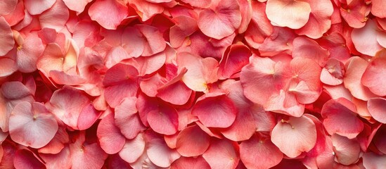 Wall Mural - soft pink petal background with blurred floral details and empty space for text overlays in a beauti