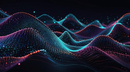 abstract technology flow background. futuristic dots background with a dynamic wave. 3d rendering.