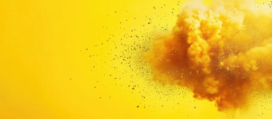 Wall Mural - Vibrant explosion effect on bright yellow background with ample blank space for creative text or branding overlay