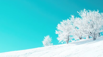 Wall Mural - Ski station winter wonderland with vibrant blue sky and snow-covered landscape ideal for sports and leisure promotions and text placement