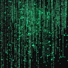 Wall Mural - abstract green digital rain falling on black background.