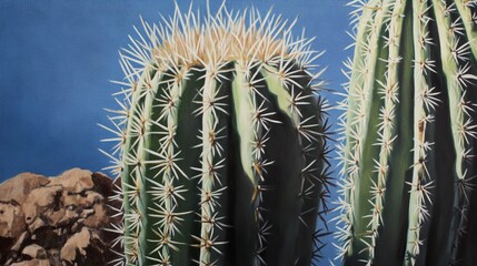 Poster - Majestic Desert Cactus: A Close-Up View of Nature's Resilience