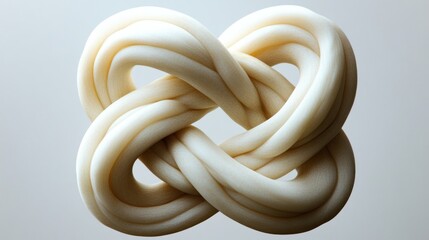 Wall Mural - abstract knotted clay sculpture, off-white, intertwined loops.