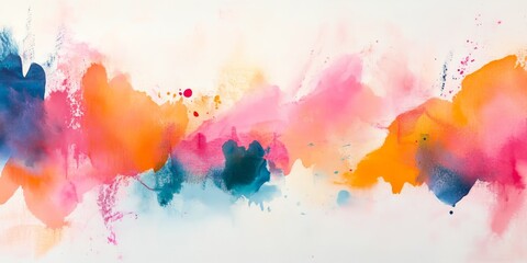 Aufkleber - A vibrant abstract background created with watercolor features splashes of pink, orange, and blue colors, adding liveliness and energy to the artistic design.