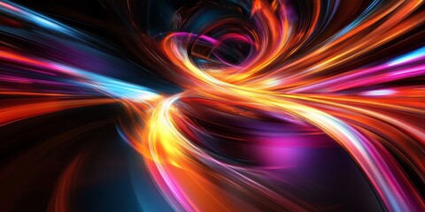 Poster - Abstract background featuring dynamic light trails, creating an engaging visual experience. This abstract background showcases the interplay of colors and movement through light trails.