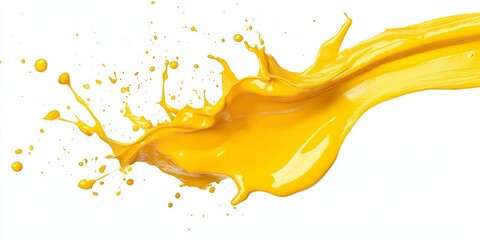 Leinwandbilder - Vibrant yellow paint splash isolated on a white background creates a dynamic visual display this yellow paint splash is perfect for art and design projects highlighting color and creativity.
