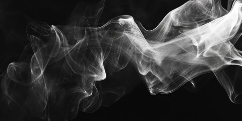 Poster - Abstract shapes formed by white smoke on a black background, showcasing the fluidity and elegance of smoke in an artistic composition. The interplay of white smoke creates mesmerizing abstract shapes.