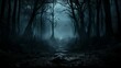 © Wannaeka - Eerie Night Forest Scene with Tall Bare Trees, sinister