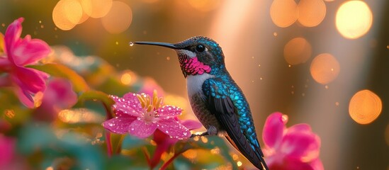 Wall Mural - Hummingbird on a flower