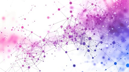 Wall Mural - abstract network design with dots and lines in pink and blue hues.