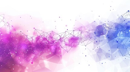 Wall Mural - abstract digital design with pink and blue geometric shapes and connections.