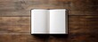 © Wannaeka - Aerial view of blank hardcover book on dark Photo an open
