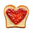 © Sathaporn - toasted slice of bread with heart shaped of strawberry jam isolated on transparent background Generative Ai.