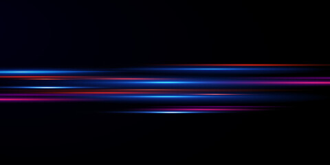 Wall Mural - neon lines moving light effect. horizontal lines. speed ​​effect on a transparent background.