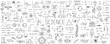 © cofficevit - Science line hand drawn symbols. Geometric icons and formulas of important science technology theories. Vector illustration for background.