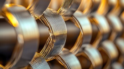 Sustainable Innovations in Oil Refining and Extraction captured in macro photography, focusing on the intricate mesh of a filtration system, reflecting the idea of clean and efficient processes..