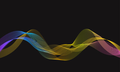 Wall Mural - Abstract glowing waves on dark background.