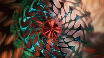 Wall Mural - Abstract background 3D animation shiny glass and metal reflective objects movement rotation play of light.