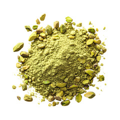 Wall Mural - Natural and tasty Pistachio Flour Isolated On Transparent Background 
