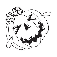 Halloween pumpkin smile. Black and white sketch. Illustration in hand drawn style.