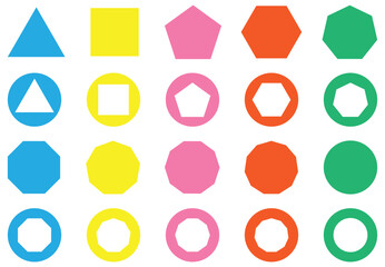 Wall Mural - various number of geometric shape. different types of regular polygons. 2d geometric shapes. triangl