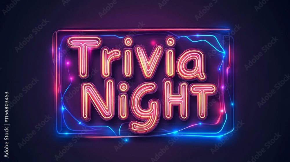 vector illustration of a neon sign displaying 'Trivia Night' in bold ...