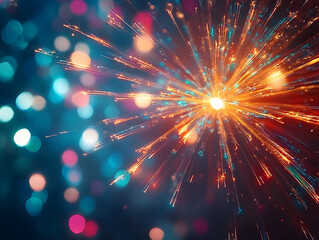 Wall Mural - festive fireworks illuminate the night, creating an abstract holiday ambiance