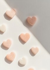 Aufkleber - Serenity Through Pastel Aesthetic Arrangement of Soft Pink Hearts in Minimalist Composition