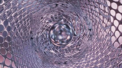 Wall Mural - Abstract background 3D animation shiny glass and metal reflective objects movement rotation play of light.